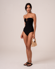 Sculpted Bandeau One Piece - Black