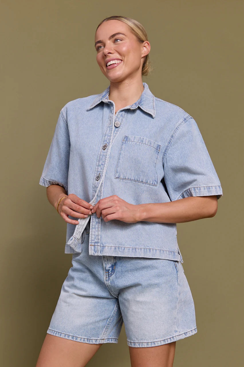 Grace Denim Shirt - Capri Blue