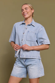 Grace Denim Shirt - Capri Blue