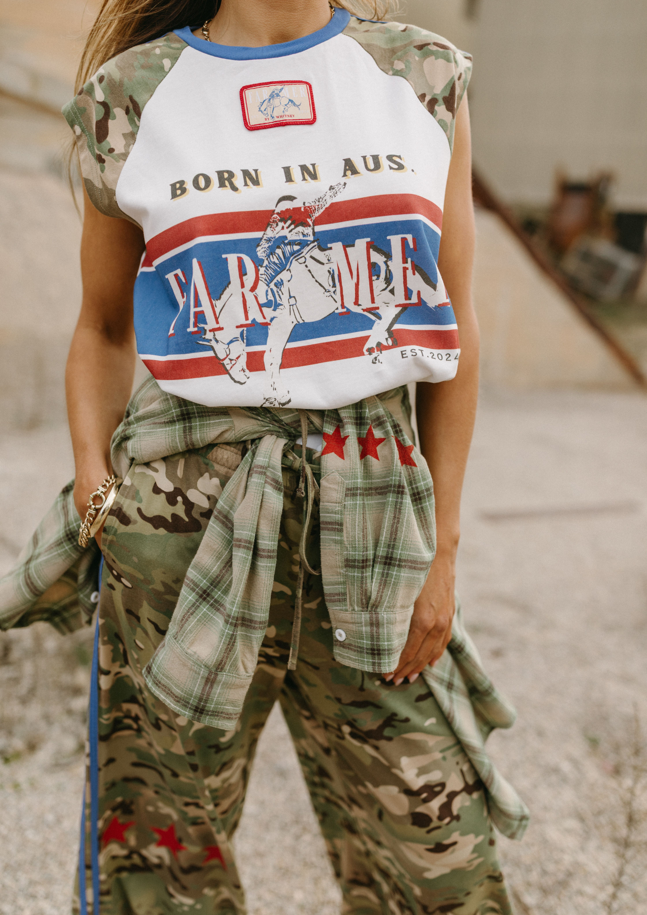 Born In Aus Raglan Tank