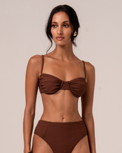 Ruched Soft Cup Bralette Top - Choc