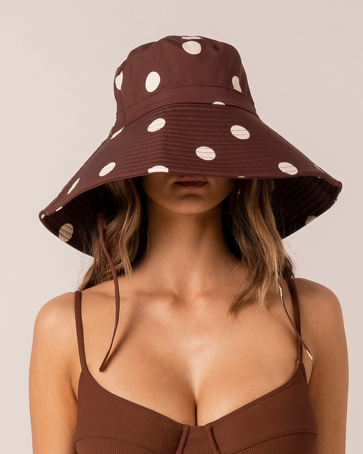 Sun Hat - Choc Dot