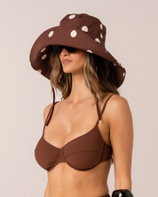 Sun Hat - Choc Dot
