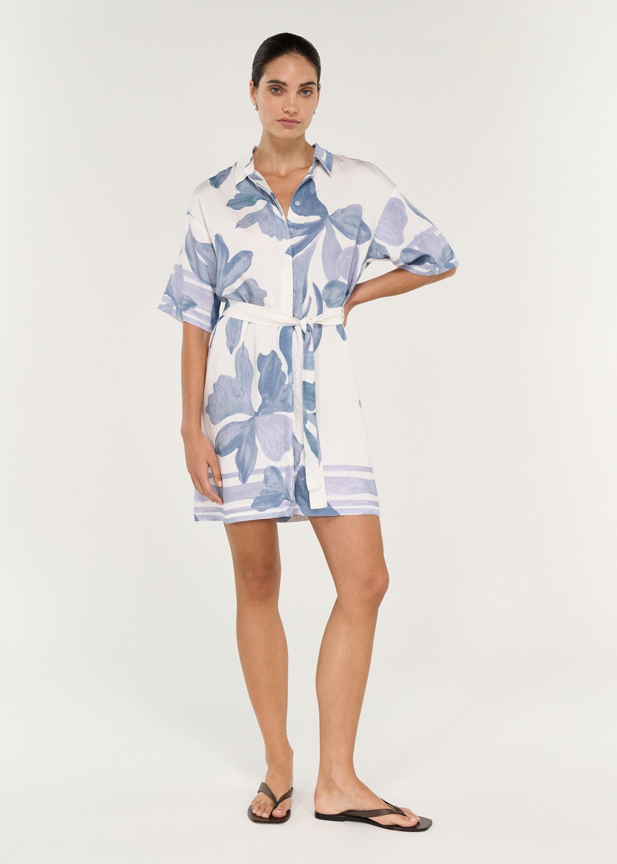 Elody Mini Shirtdress - Blue Floral