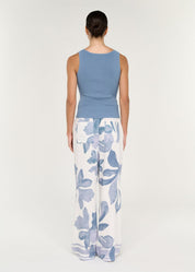 Relaxed Drawstring Elody Pant - Blue Floral
