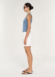Elva V Neck Knit Top - Steel Blue