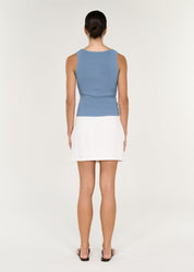Elva V Neck Knit Top - Steel Blue