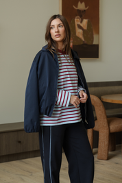 Carter Long Sleeve Tee - Wine Blue Stripe