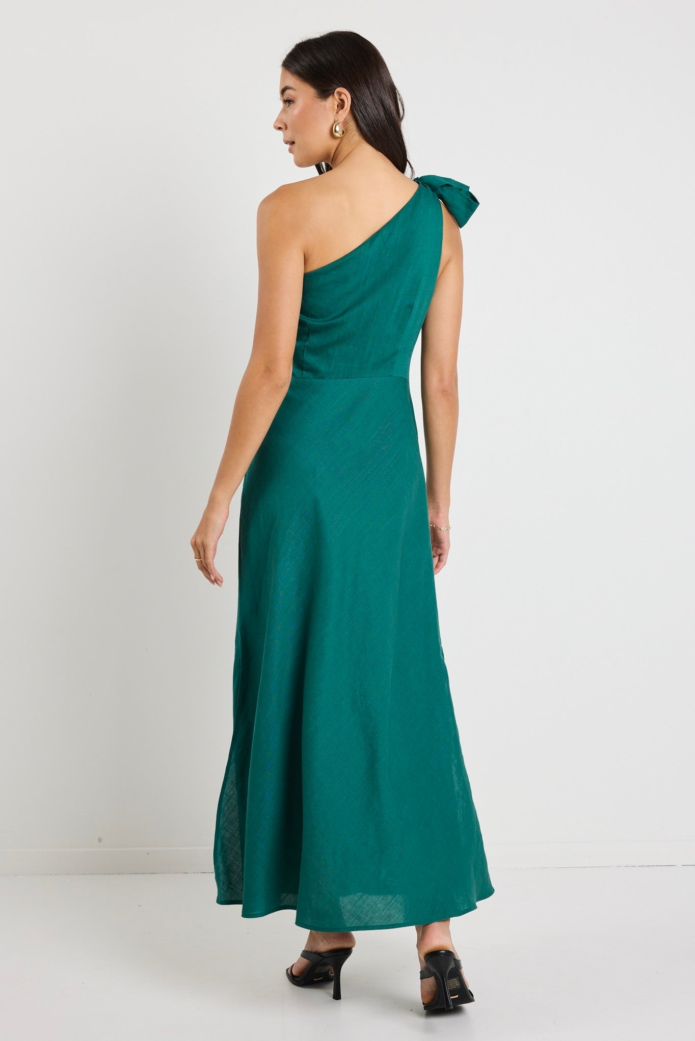 Mirror Forest One Shoulder Bow Midi Dress