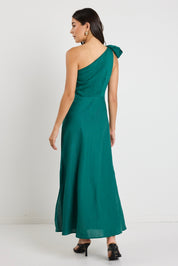 Mirror Forest One Shoulder Bow Midi Dress