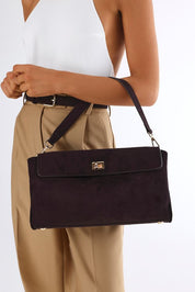 Vela Shoulder Bag - Dark Chocolate Suede