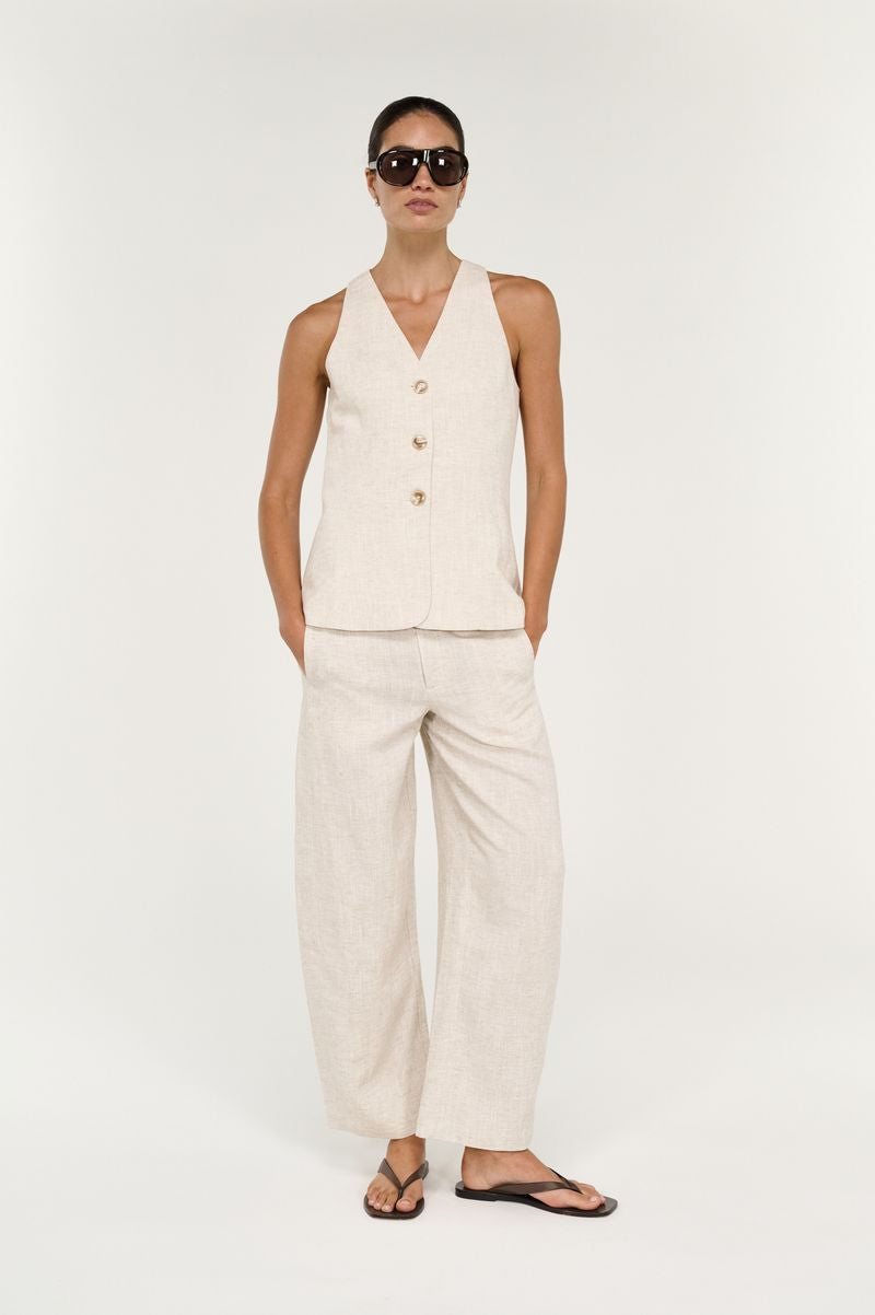 Neve Linen Long Line Vest