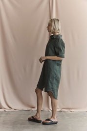 Hettie Shirt Dress-Forest