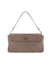 Vela Shoulder Bag - Fossil Suede - Silver