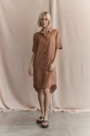 Hettie Shirt Dress- Terracotta