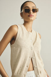 Kyra Button Tank Ivory