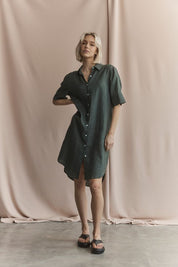 Hettie Shirt Dress-Forest