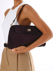 Vela Shoulder Bag - Dark Chocolate Suede
