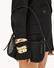 Elizabeth Shoulder Bag Black Croc