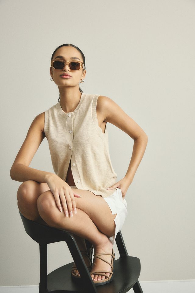 Kyra Button Tank Ivory