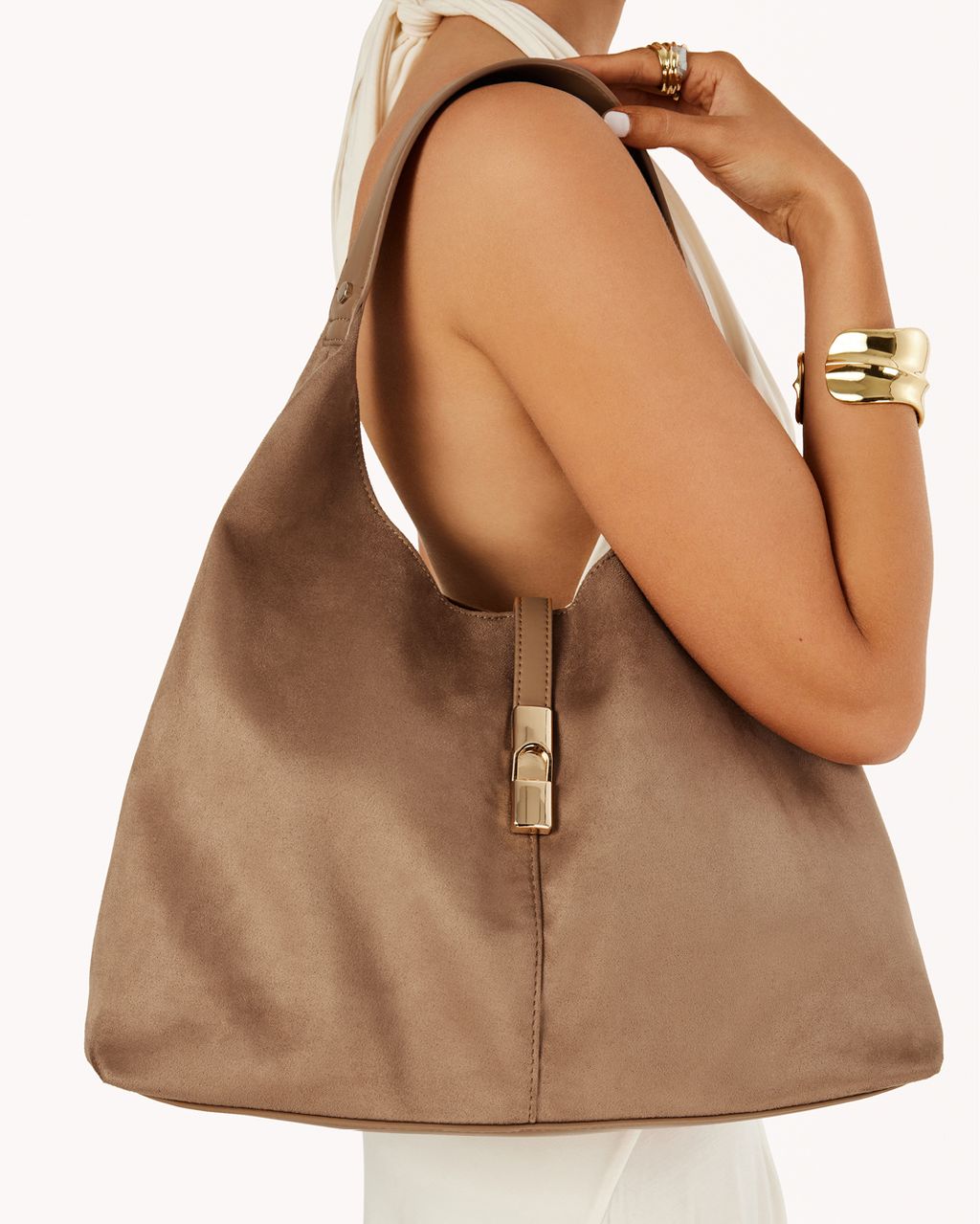 Lamarr Shoulder Bag Sandstone Suede