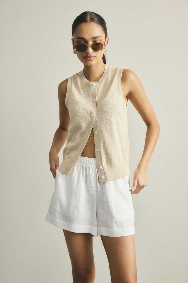 Kyra Button Tank Ivory