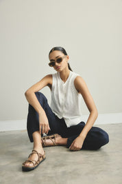 Kyra Button Tank White