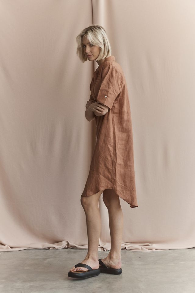 Hettie Shirt Dress- Terracotta