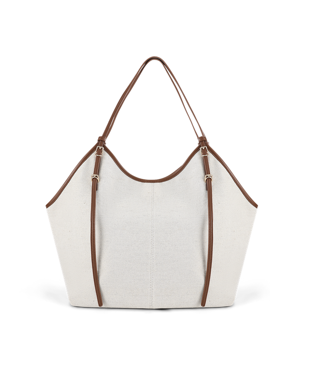 Cassandra Shoulder Bag - Cream Linen - Tan