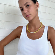 Golden Stone & Freshwater Pearl Necklace