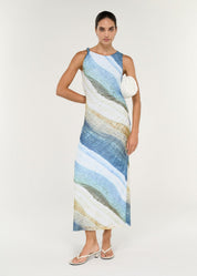Zelie Mesh Midi Dress - Ocean Blue