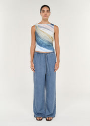 Zelie Mesh Twist Top - Ocean Blue