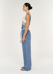 Zelie Mesh Twist Top - Ocean Blue