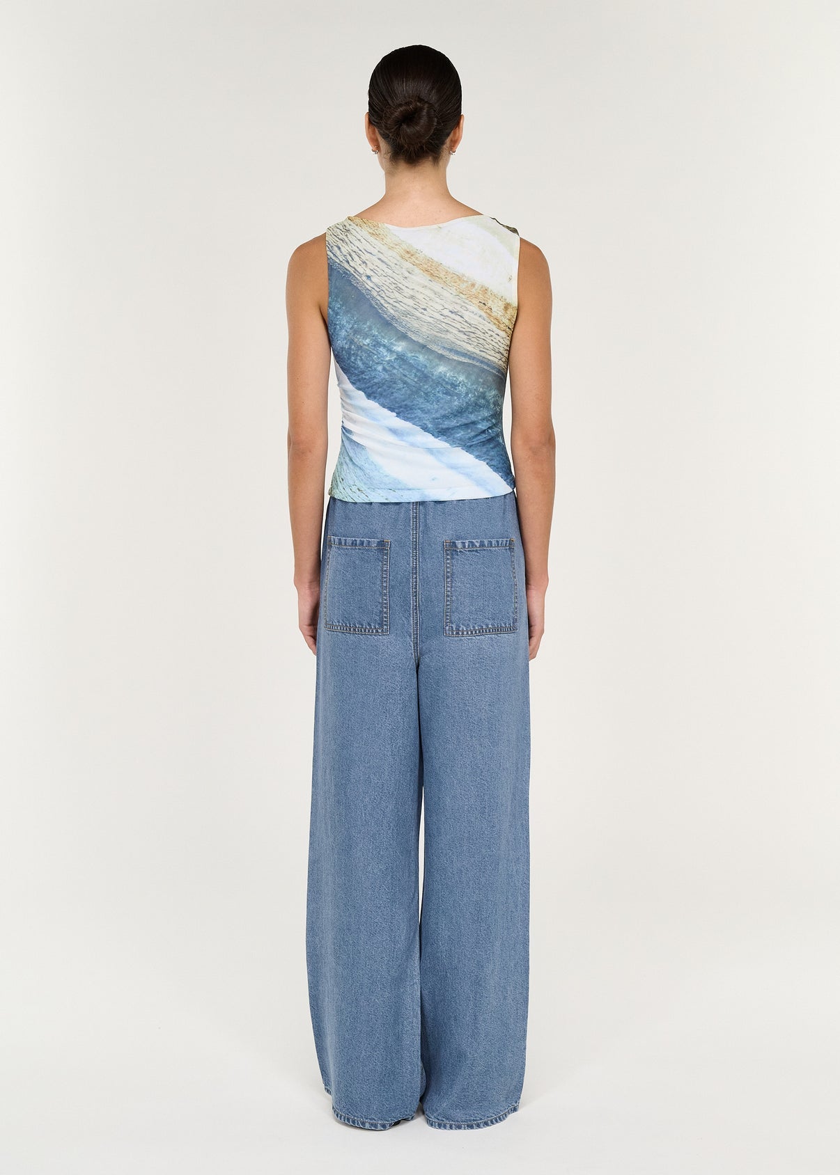 Zelie Mesh Twist Top - Ocean Blue